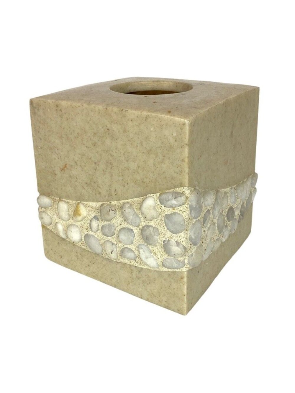 Veratex Really Stone Beige Square Tissue Box Cover Heavy Natural Bathroom Decor